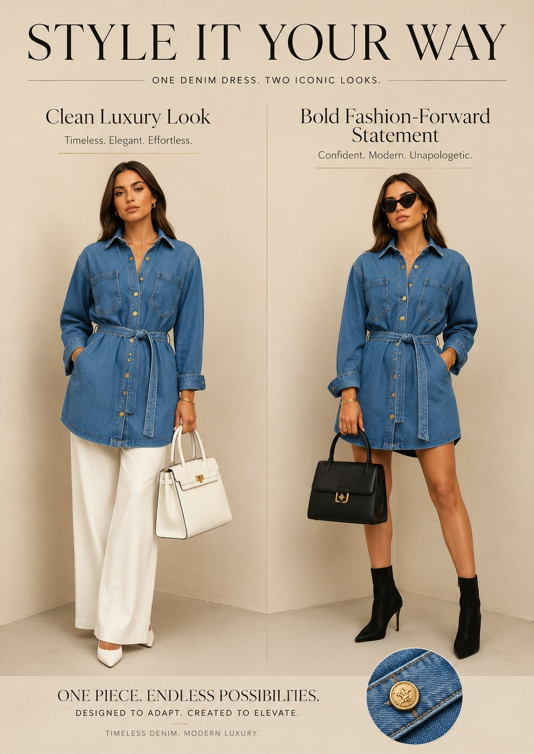 Light Blue Denim Shirt Dress for Women | CallyVogue