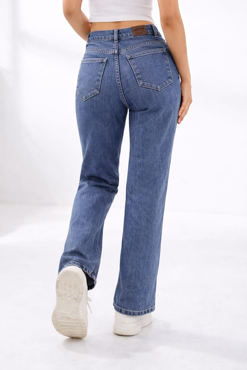 High-Waist Straight Fit Denim Jeans  Premium Alternative