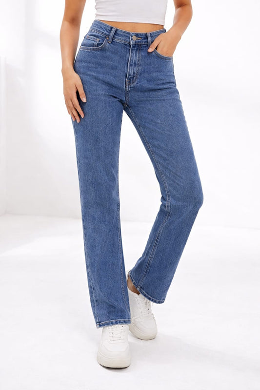 High-Waist Straight Fit Denim Jeans  Premium Alternative