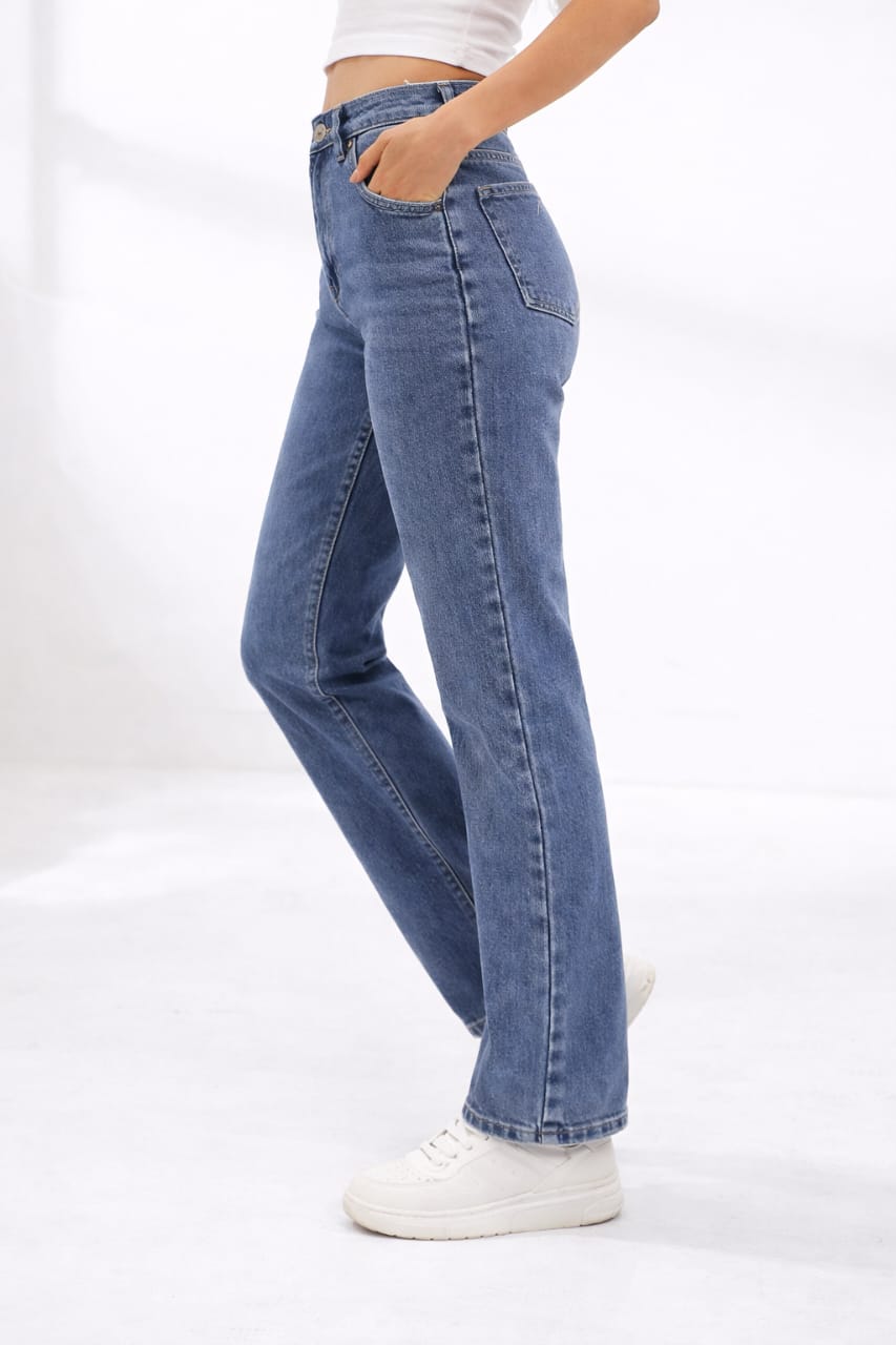 High-Waist Straight Fit Denim Jeans  Premium Alternative
