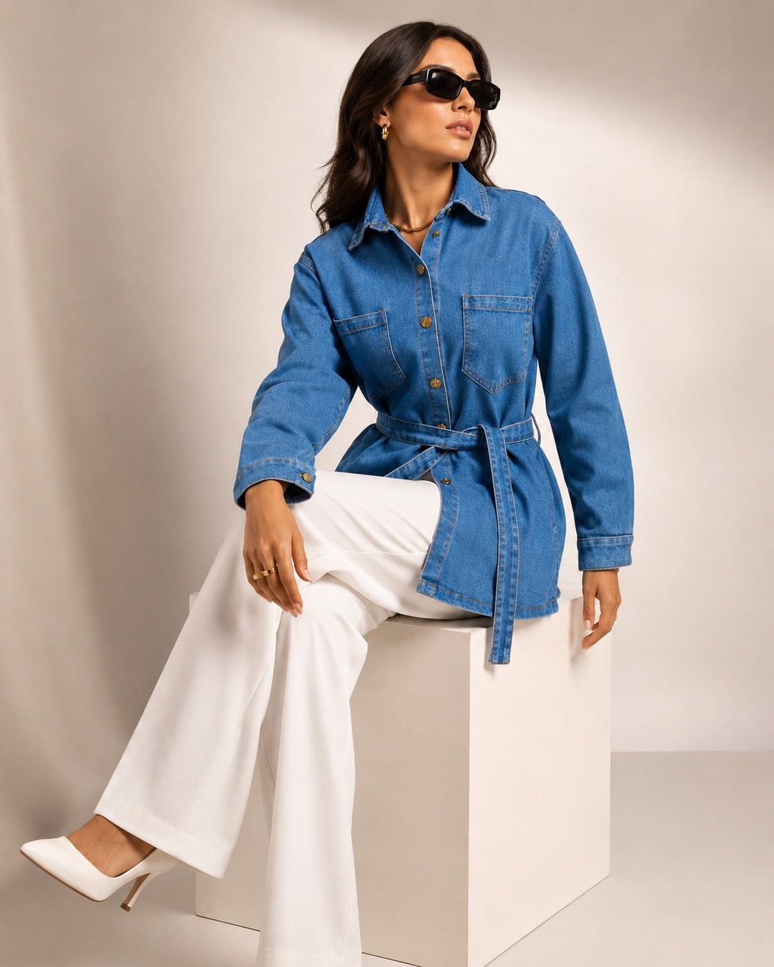Light Blue Denim Shirt Dress for Women | CallyVogue