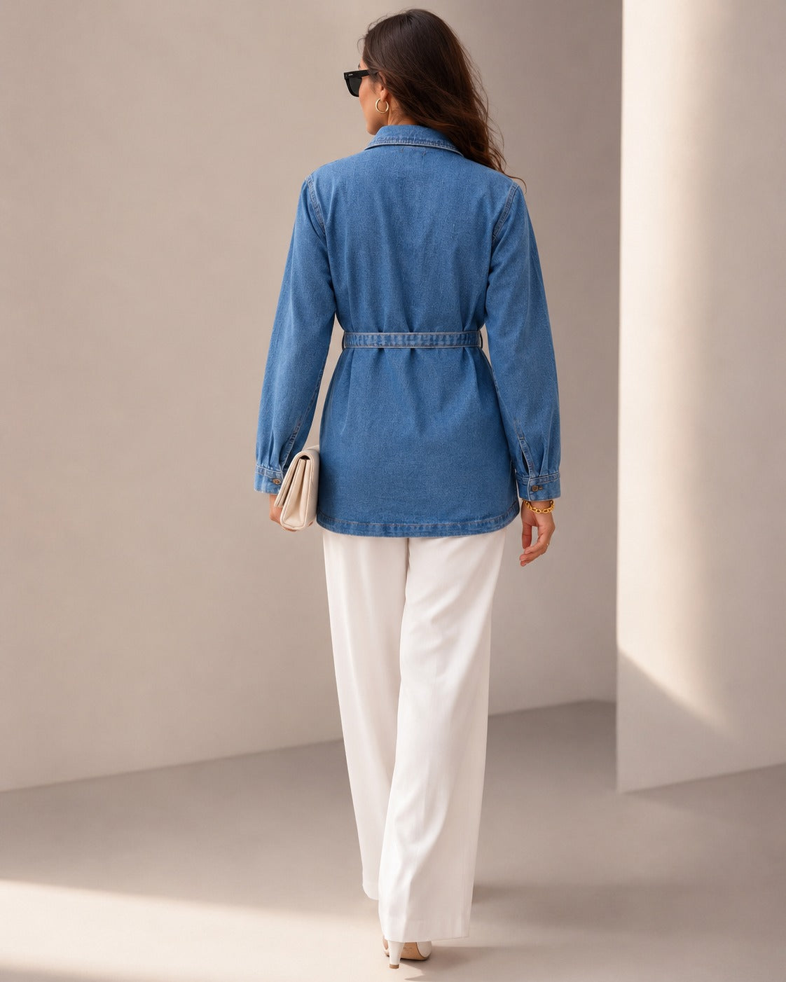Light Blue Denim Shirt Dress for Women | CallyVogue